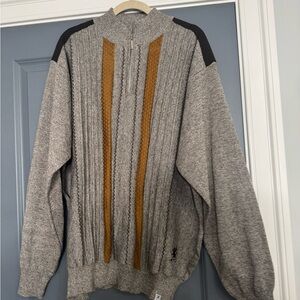 Stacy Adams Gray and Tan Zip-Up Sweater